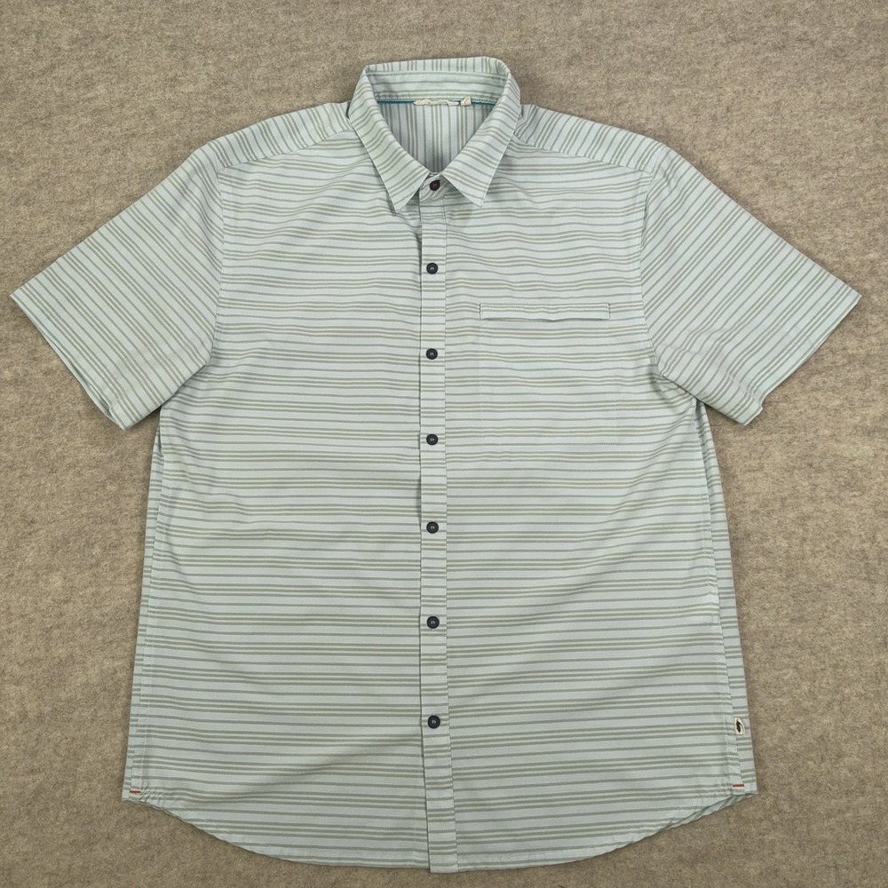 Cotopaxi Cambio Shirt Mens L Striped Short Sleeve Button Up Performance Hiking